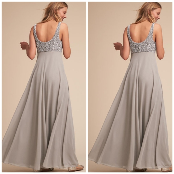 BHLDN Motee Maids ELLISGrey Sequins Beads Bridesmaid Prom dress